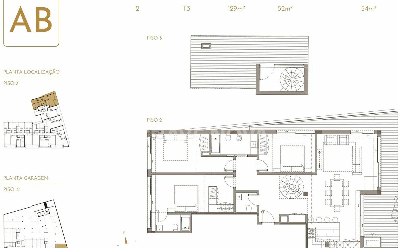 Apartamento T3 Dúplex São Félix da Marinha Planta